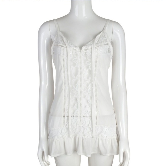 Boho Lace Spaghetti Straps Open Back Top Beach - Picture 3 of 5